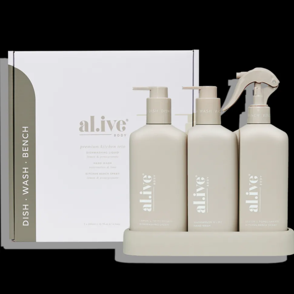 al.ive Premium Bench Trio (Dish/Wash/Bench) - Lemon & Pomegranate + Watermelon & Lime (Grey)