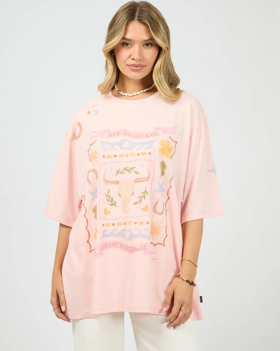 All About Eve Aloha Howdy Oversized Tee - Pale Pink