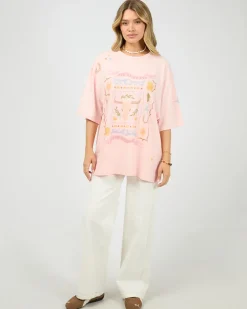 All About Eve Aloha Howdy Oversized Tee - Pale Pink