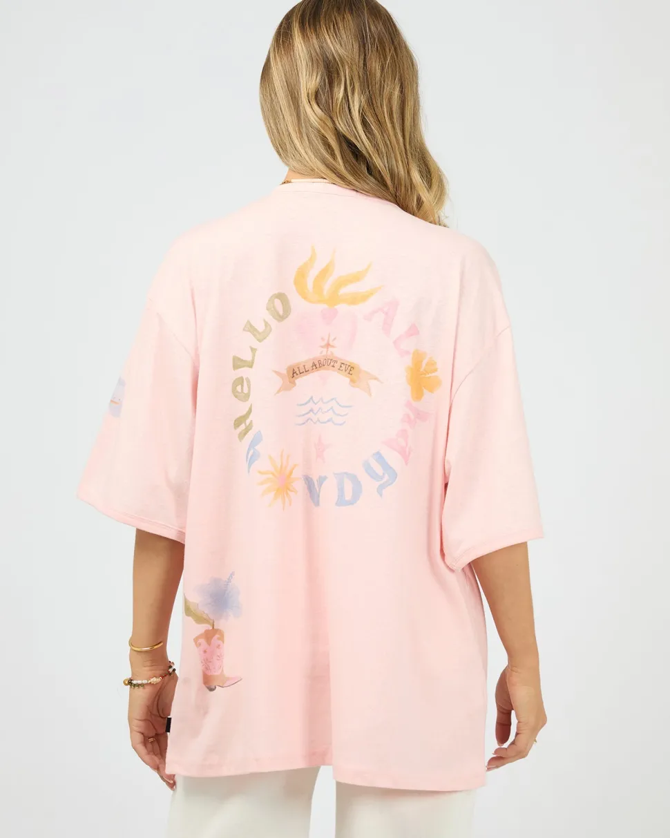 All About Eve Aloha Howdy Oversized Tee - Pale Pink