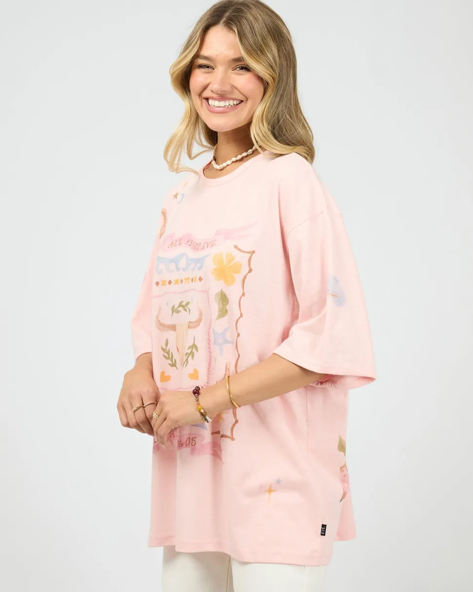All About Eve Aloha Howdy Oversized Tee - Pale Pink