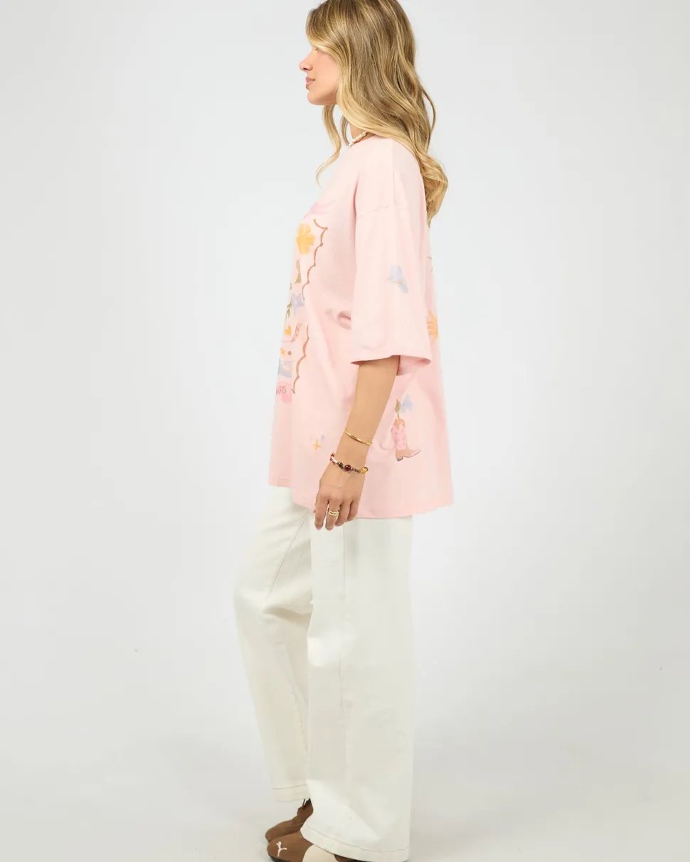 All About Eve Aloha Howdy Oversized Tee - Pale Pink