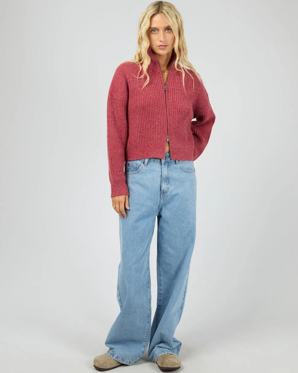 All About Eve Bridie Knit Zip Through - Berry