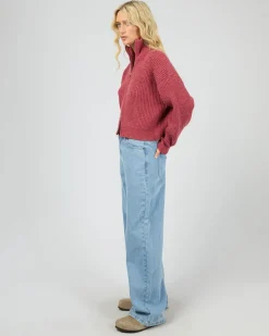 All About Eve Bridie Knit Zip Through - Berry