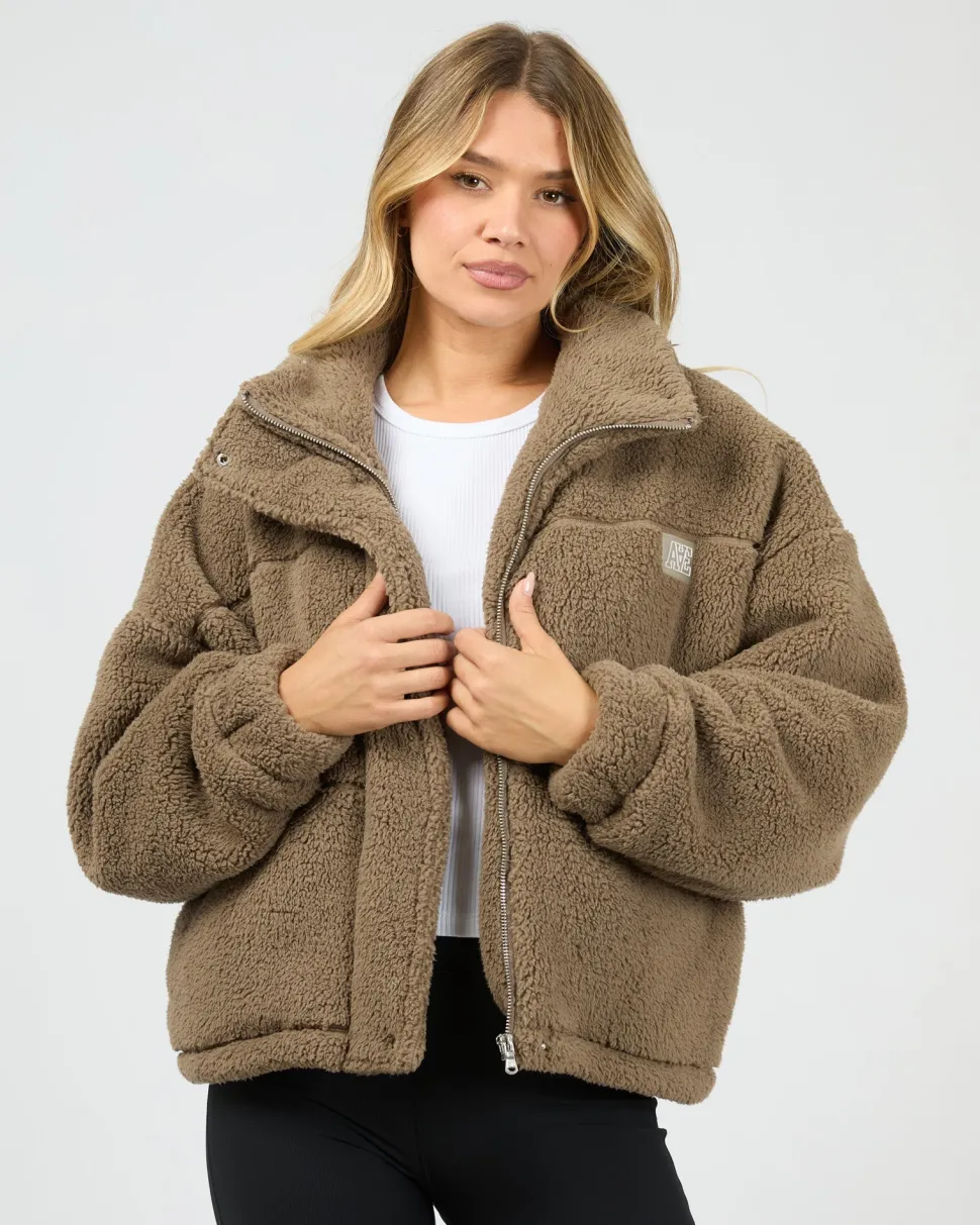 All About Eve Cosy Club Teddy Jacket - Mocha