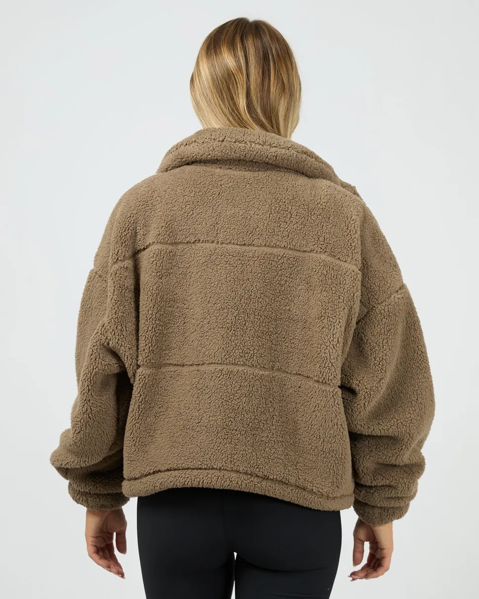 All About Eve Cosy Club Teddy Jacket - Mocha