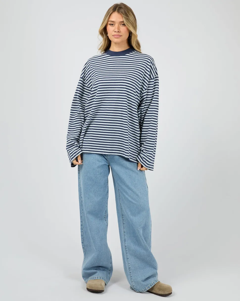 All About Eve Paloma Long Sleeve Stripe Tee - Nautical