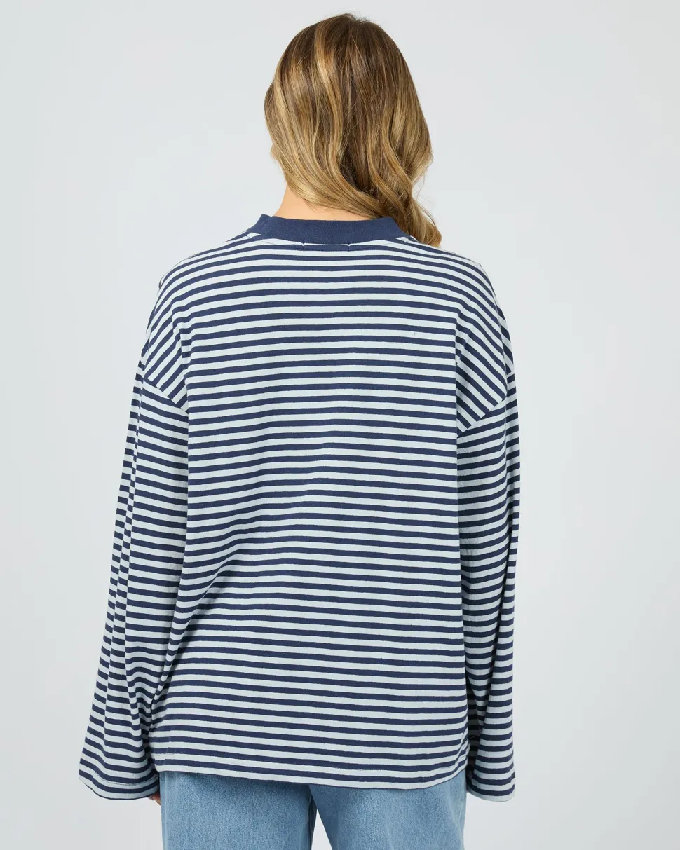 All About Eve Paloma Long Sleeve Stripe Tee - Nautical
