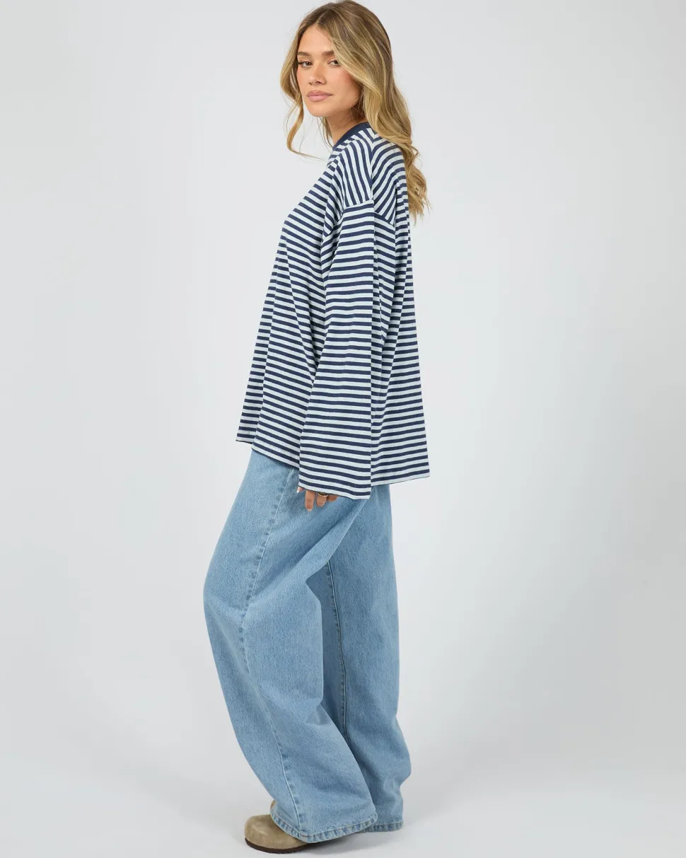 All About Eve Paloma Long Sleeve Stripe Tee - Nautical