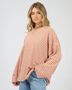 All About Eve Paloma Long Sleeve Stripe Tee - Cinnamon