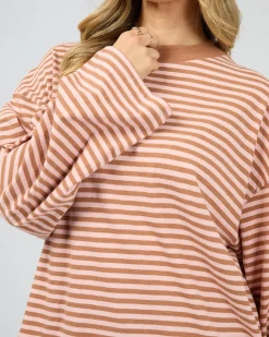 All About Eve Paloma Long Sleeve Stripe Tee - Cinnamon