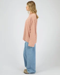 All About Eve Paloma Long Sleeve Stripe Tee - Cinnamon