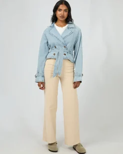 All About Eve Rio Cropped Trench - Light Blue