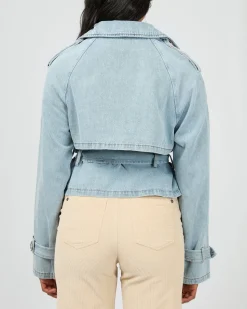 All About Eve Rio Cropped Trench - Light Blue
