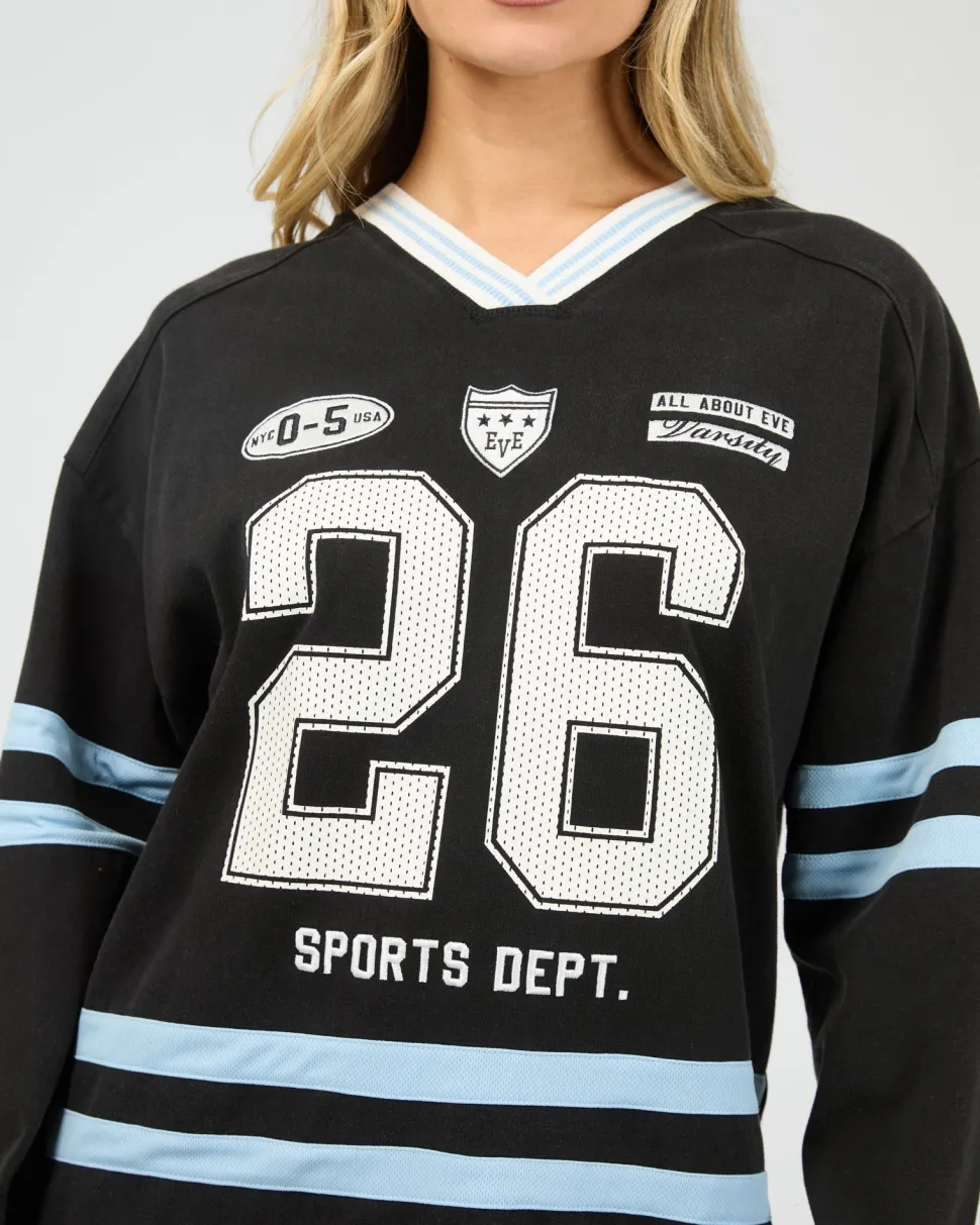 All About Eve Varsity Club Long Sleeve - Black