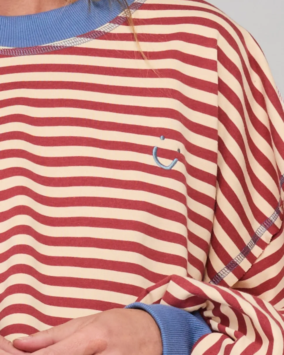 Boom Shankar Guru Sweater - Washed Maroon Stripe