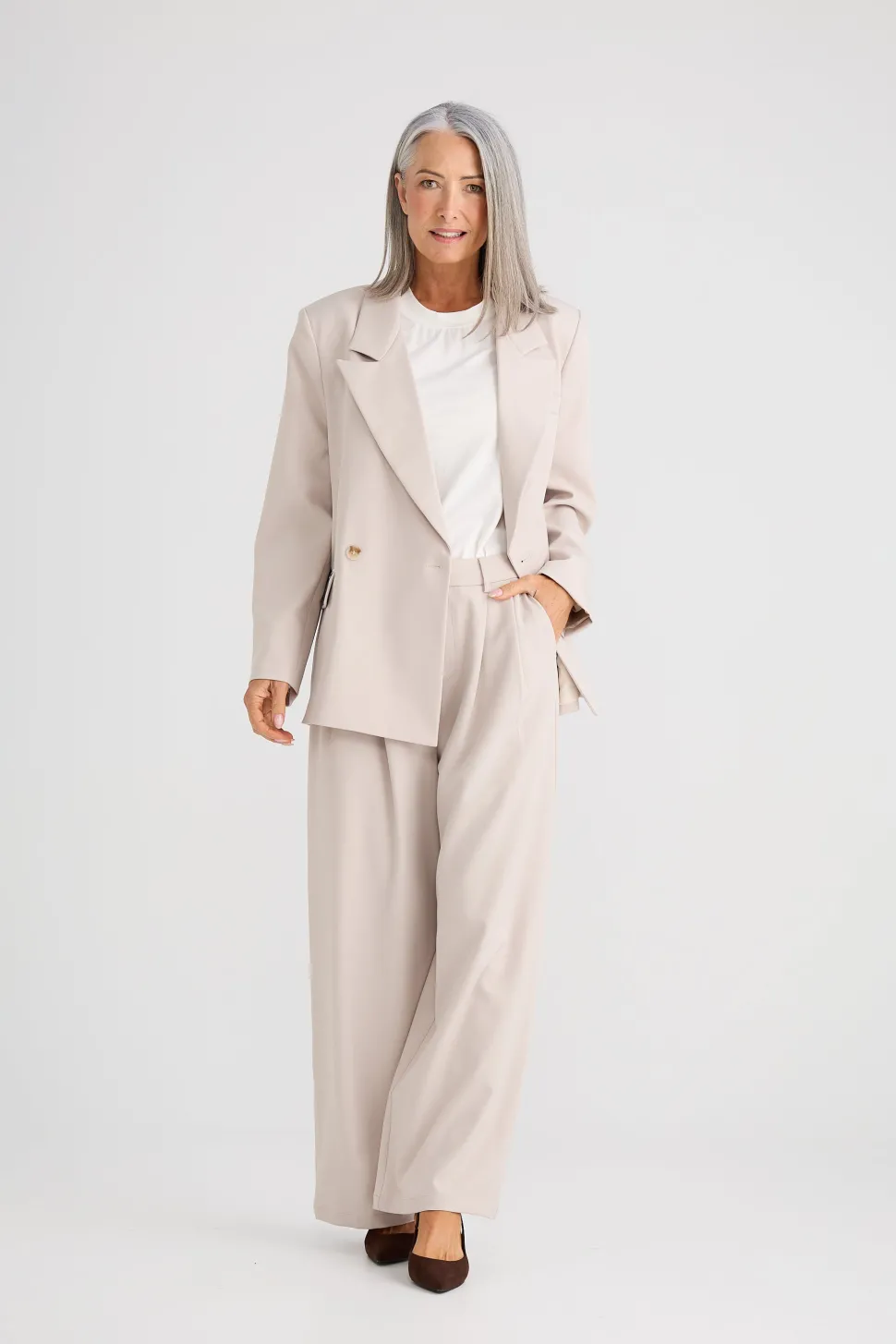 Brave & True Blair Oversized Blazer - Beige