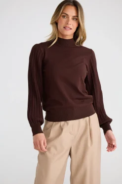 Brave & True Briony Knit Top - Dark Brown