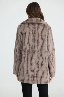 Brave & True Faux Fur Nadia Coat- Textured Mink