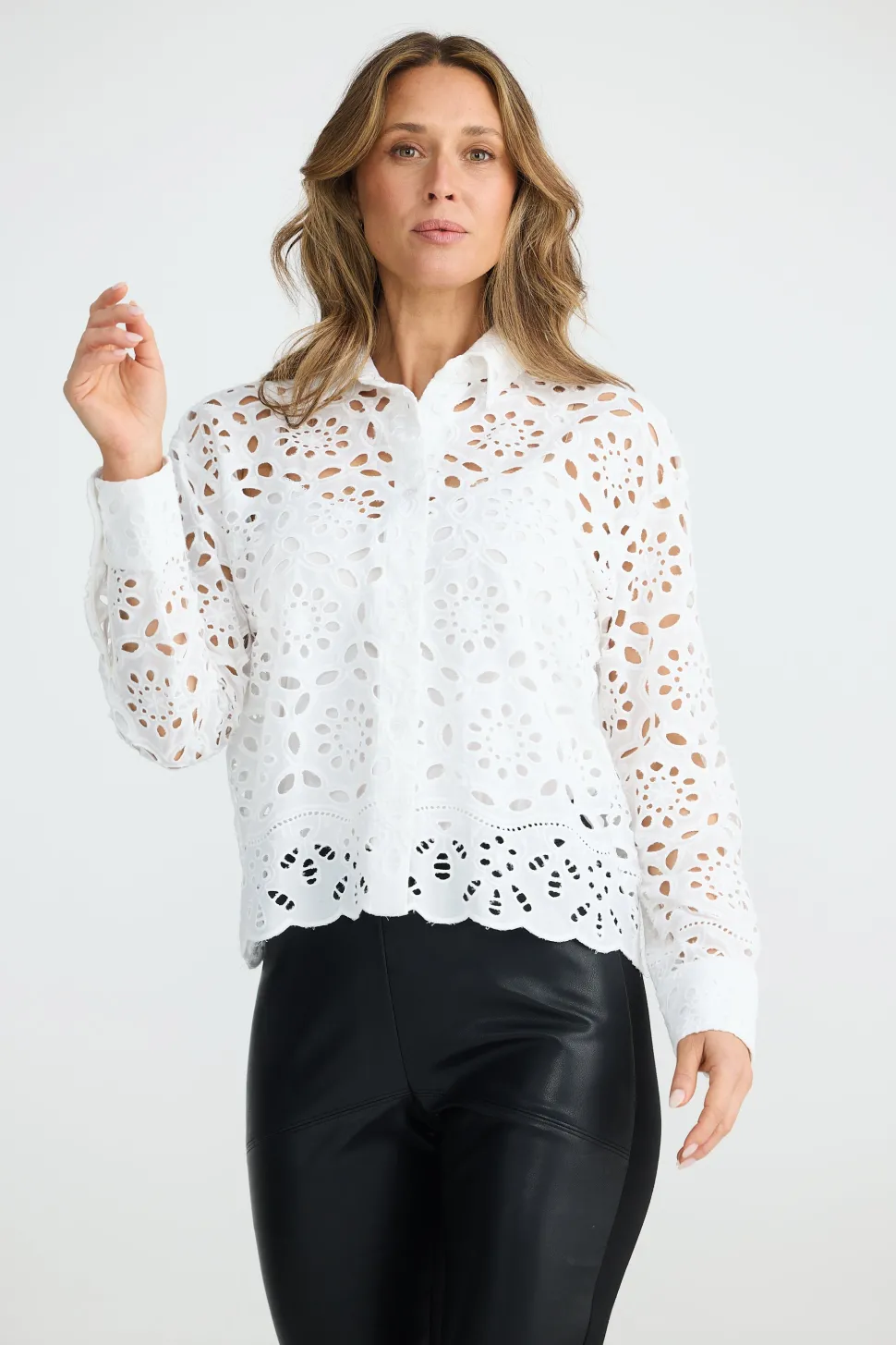 Brave & True Mary Jane Shirt - White Broderie