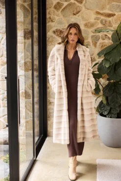 Brave & True New York Faux Fur Coat- Snow Stripe