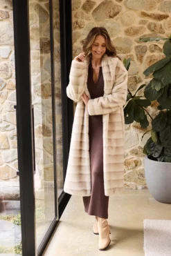 Brave & True New York Faux Fur Coat- Snow Stripe