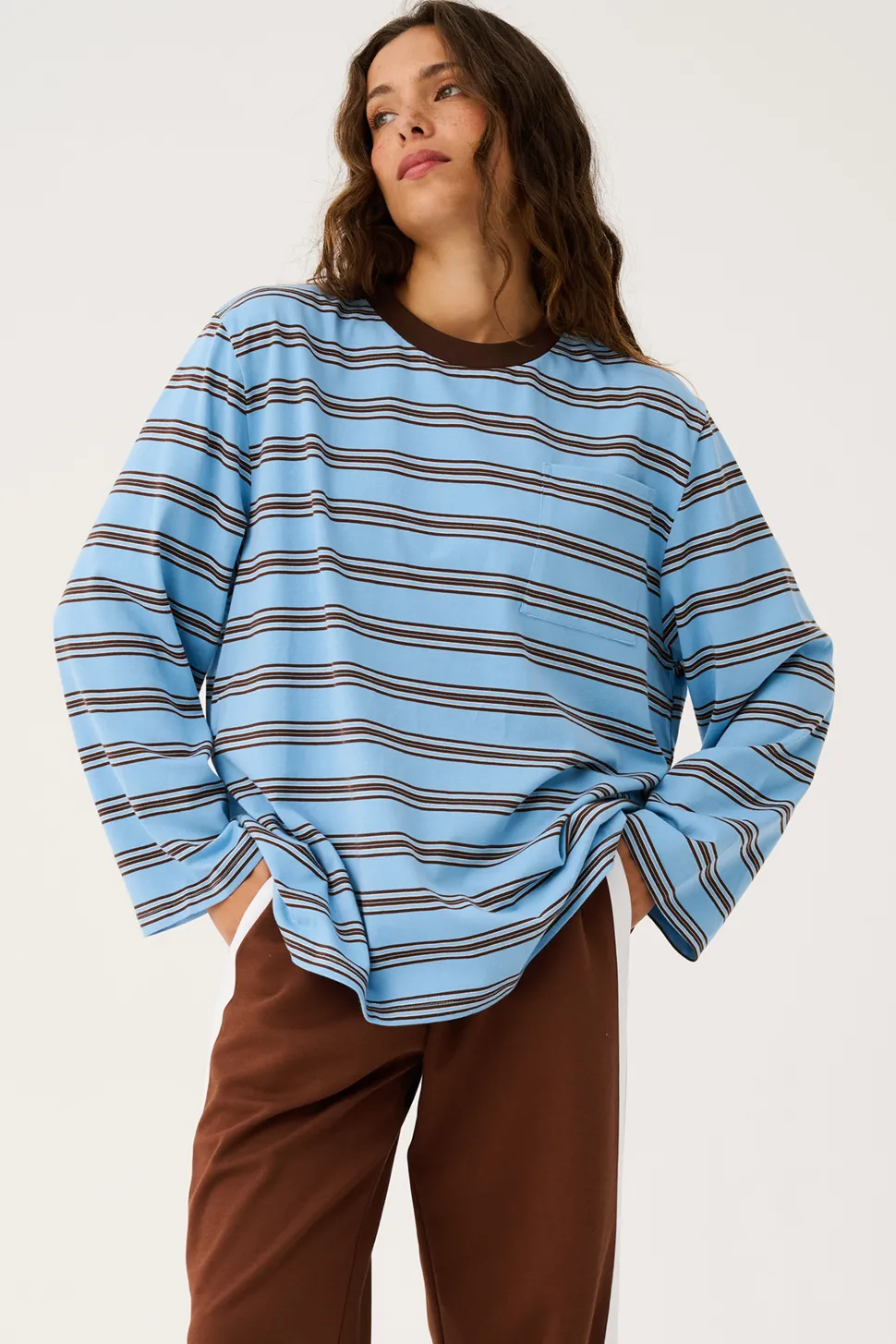 Cartel & Willow Harley Long Sleeve - Truffle/Ice Stripe