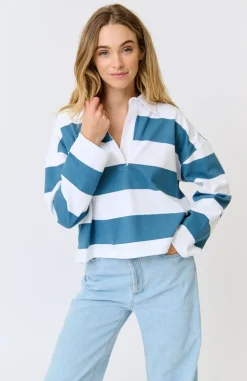 Cartel & Willow Lily Rugby Shirt - Pacific Stripe