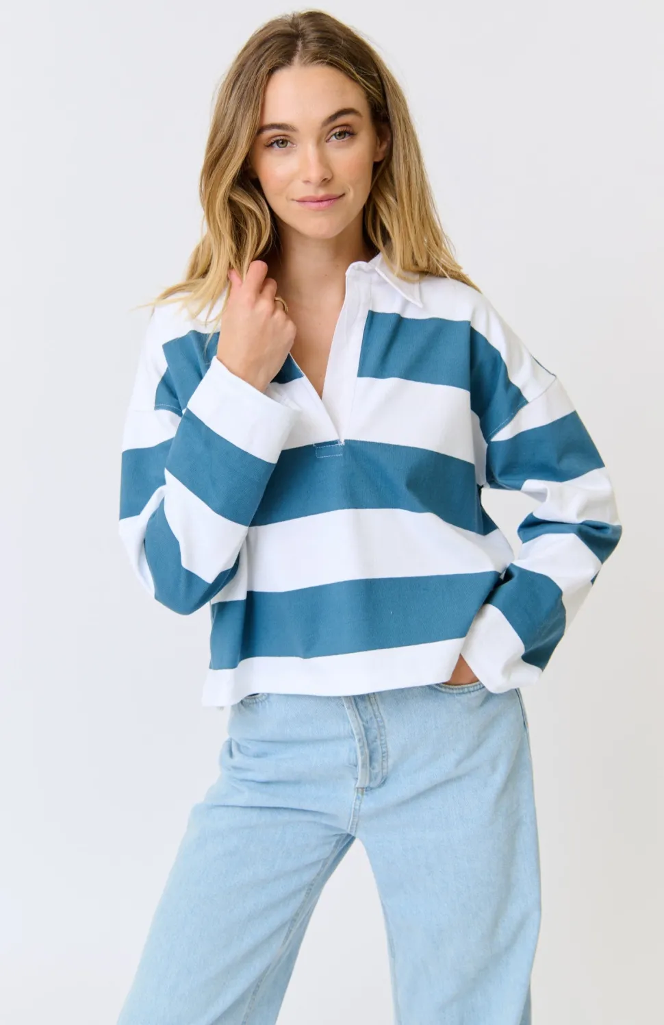 Cartel & Willow Lily Rugby Shirt - Pacific Stripe