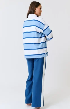 Cartel & Willow Ronnie Rugby Shirt - Sky Stripe