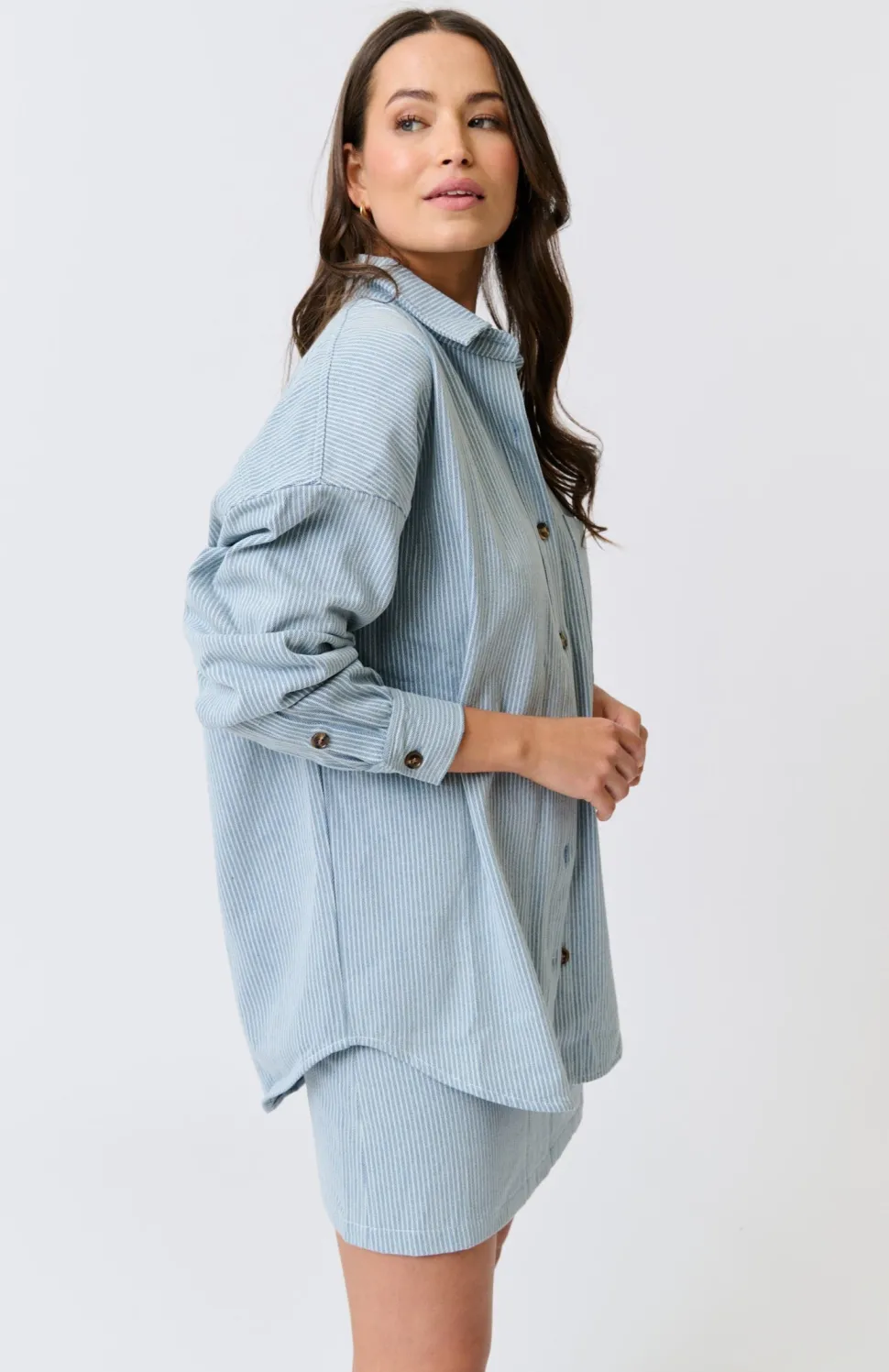 Cartel & Willow Tamika Shirt -Stripe Denim