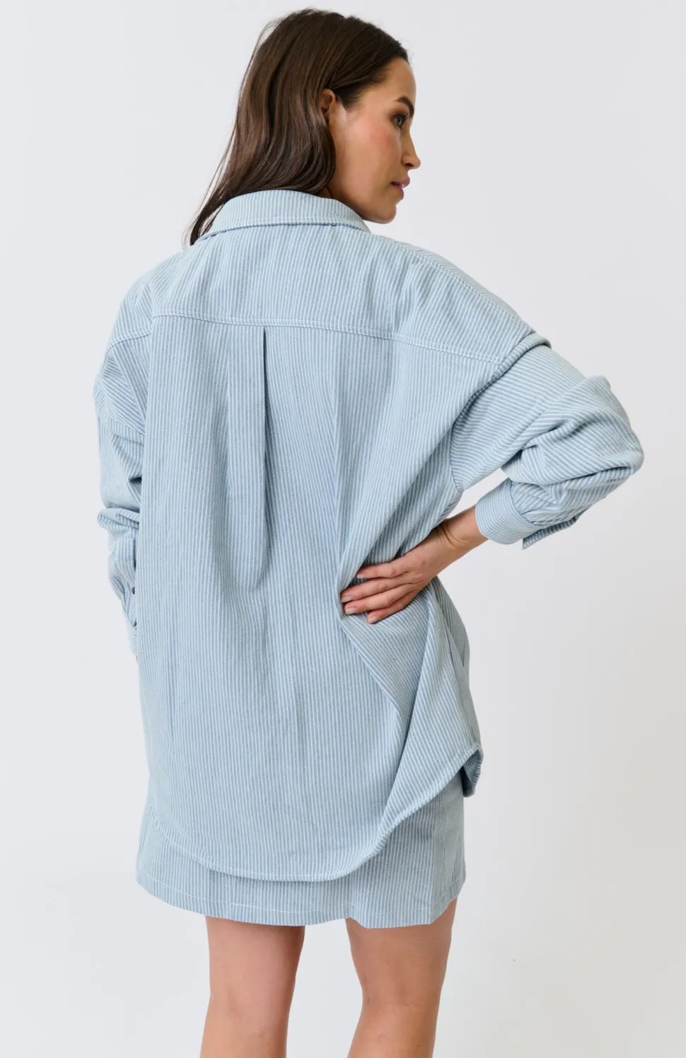 Cartel & Willow Tamika Shirt -Stripe Denim
