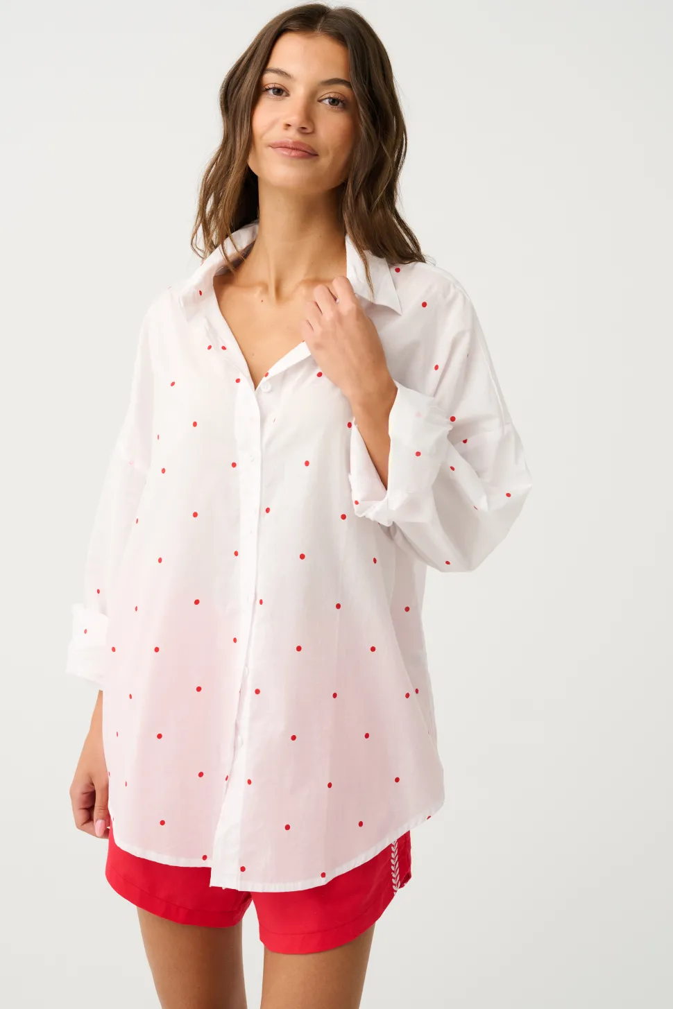 Cartel & Willow Tammy Shirt - White/Mandarin Spot