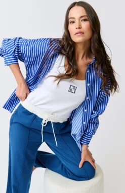 Cartel & Willow Tammy Shirt - Cobalt Stripe