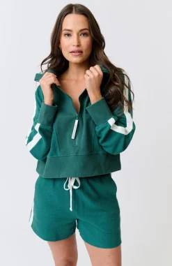 Cartel & Willow Tina 1/4 Zip Sweater - Jade Waffle