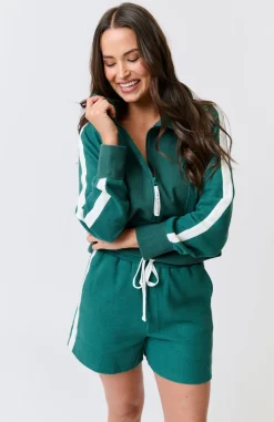 Cartel & Willow Tina 1/4 Zip Sweater - Jade Waffle