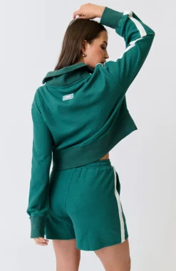 Cartel & Willow Tina 1/4 Zip Sweater - Jade Waffle