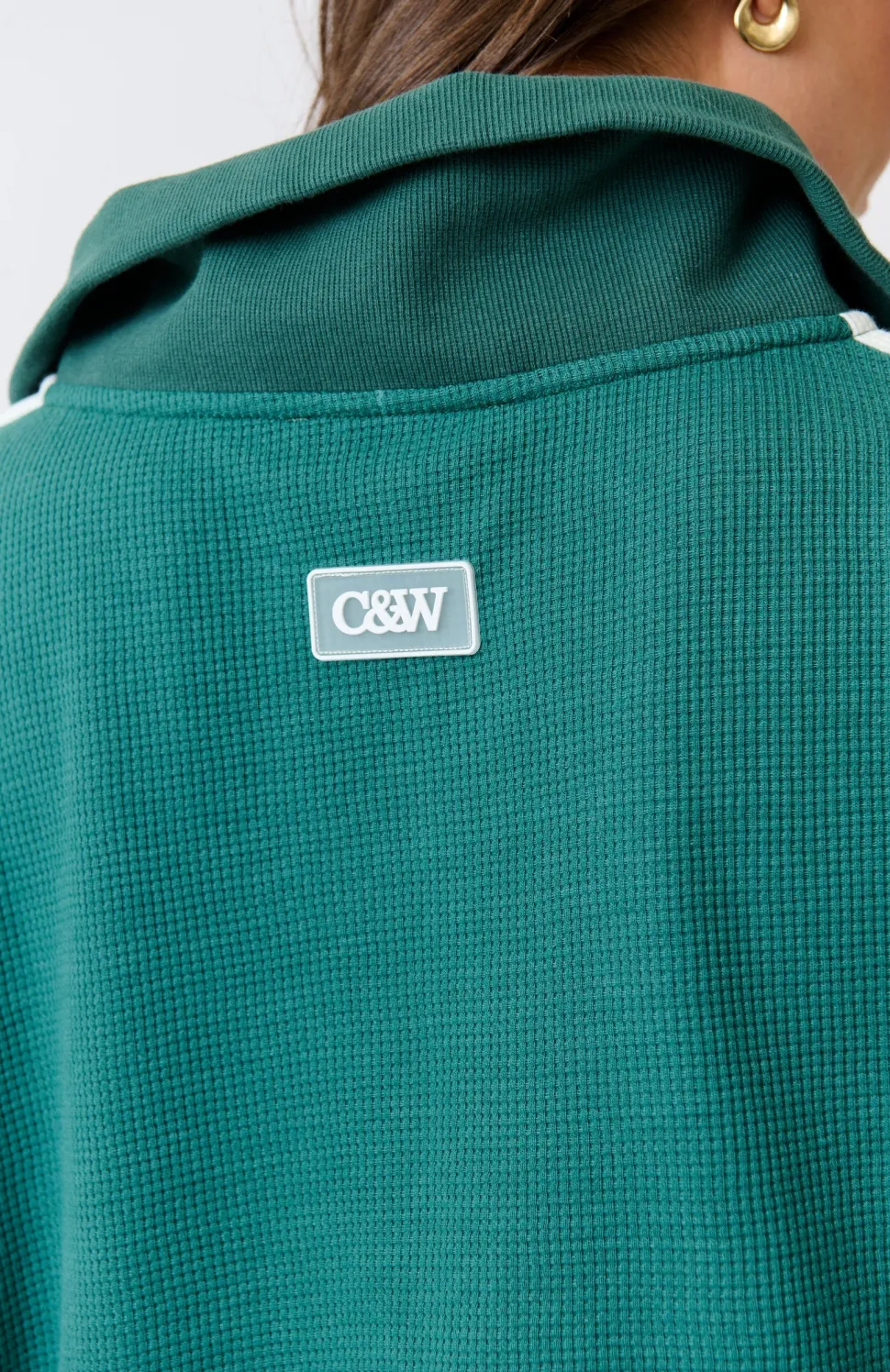 Cartel & Willow Tina 1/4 Zip Sweater - Jade Waffle