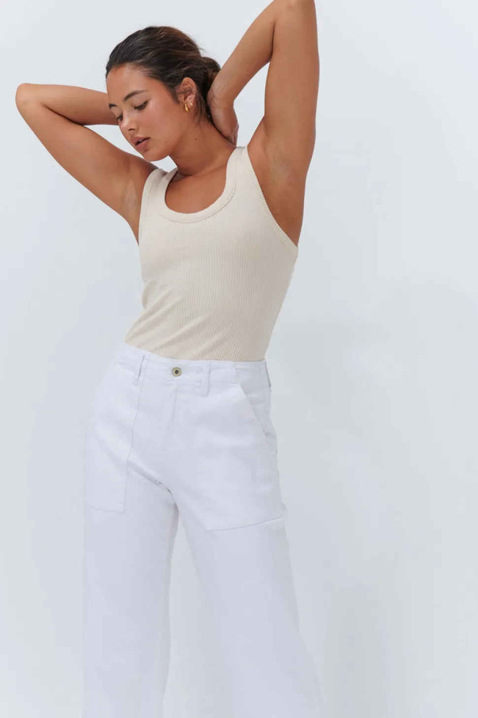 Celeste Pant- Cropped White