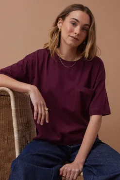 Ceres Boa Boxy Pocket Tee - Raisin