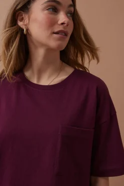 Ceres Boa Boxy Pocket Tee - Raisin