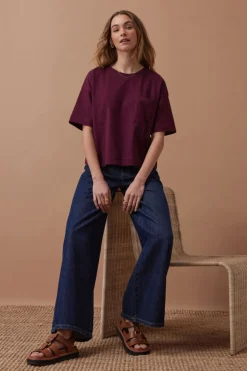 Ceres Boa Boxy Pocket Tee - Raisin