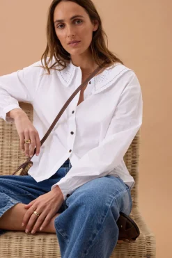 Ceres life Alice Collared Top - White