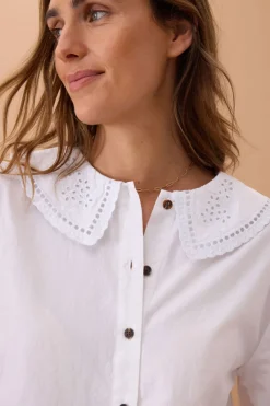 Ceres life Alice Collared Top - White