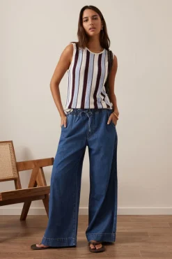 Ceres Life Andie Wide Leg Drawstring Pant - Fresh Indigo