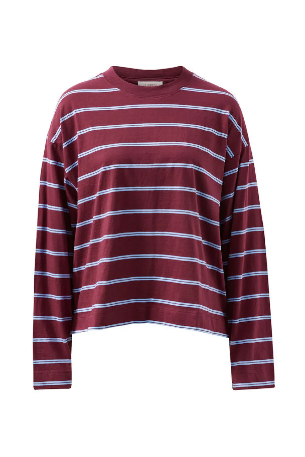 Ceres Life Beau Long Sleeve Slouchy Tee - Burgundy/Sky Blue