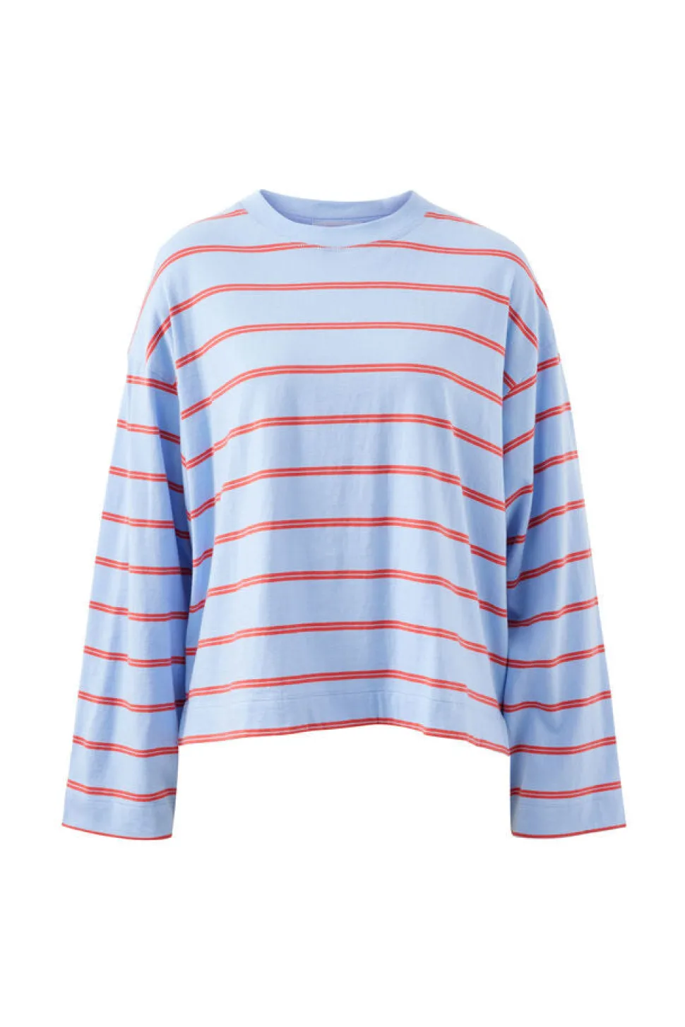 Ceres Life Beau Long Sleeve Slouchy Tee - China Blue/ Vintage Red Double Stripe