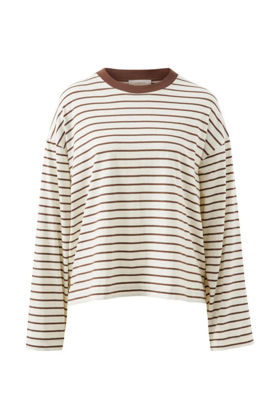 Ceres Life Beau Long Sleeve Slouchy Tee - Milk/ Brunette Brown Stripe