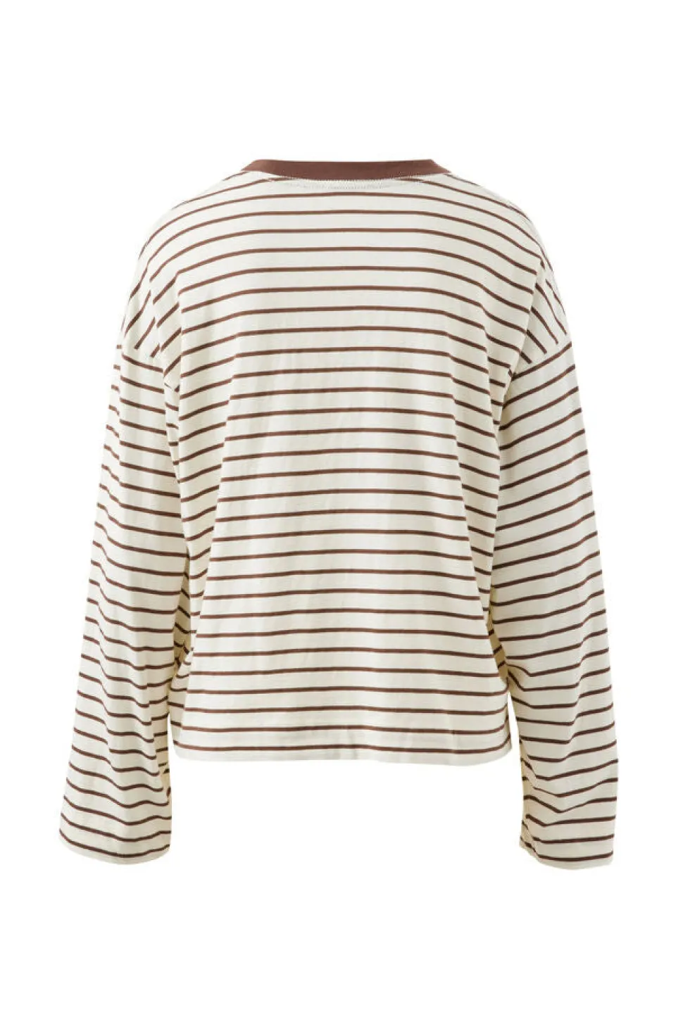 Ceres Life Beau Long Sleeve Slouchy Tee - Milk/ Brunette Brown Stripe