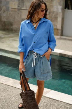 Ceres Life Darcy Relaxed Everyday Short - Washed Vintage Blue